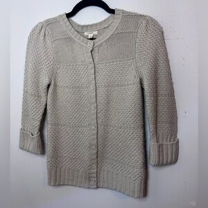 Caslon Beige Textured Knit Button Front Cardigan